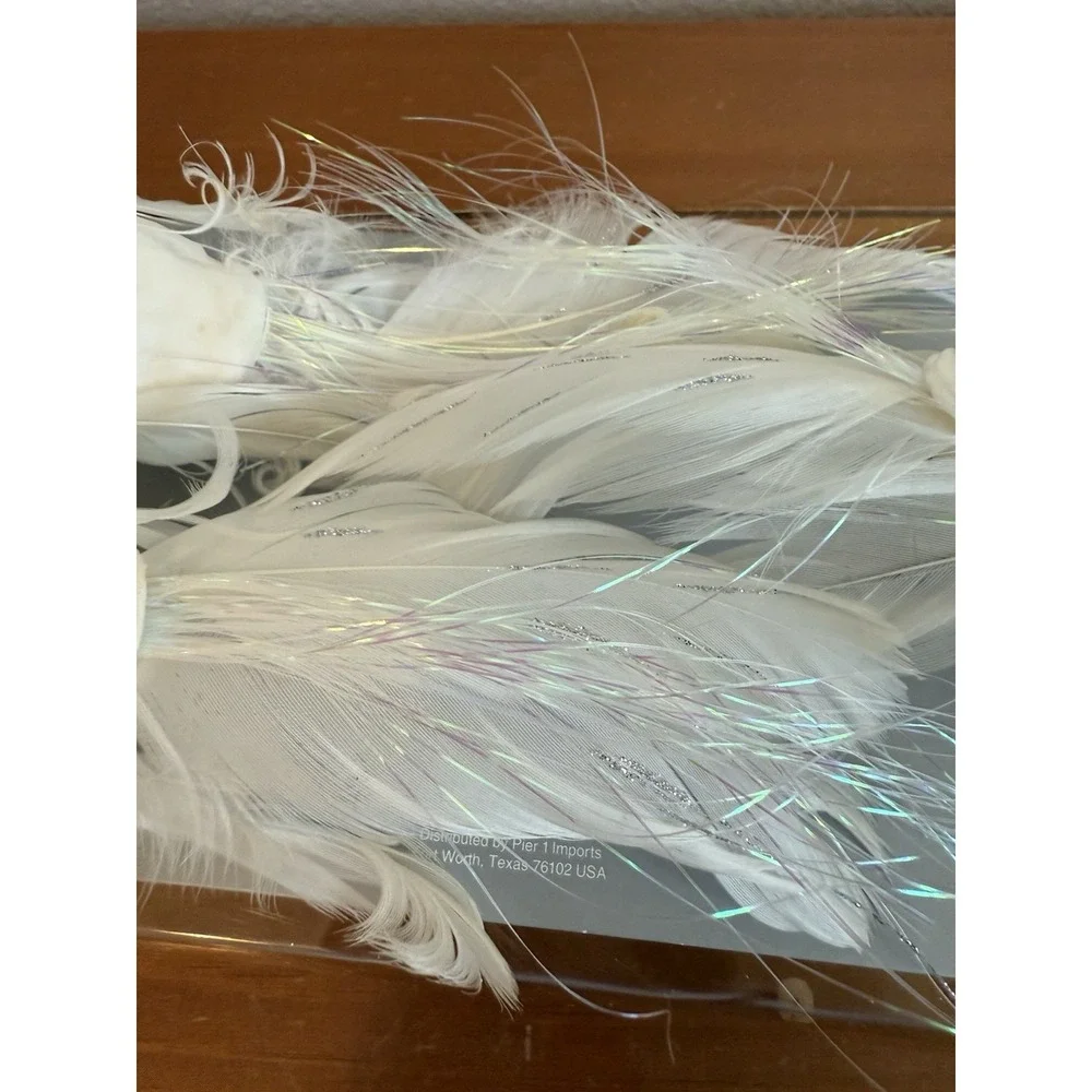 Pier 1‎ Set Of 3 Clip On White Bird Christmas Ornaments Features Glitter